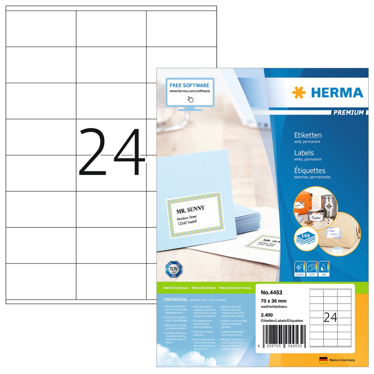 Recycled Labels NZ Natural white 70 x 36mm HERMA 10823