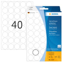 Seal labels, 19mm diameter, Clear Matt Polyester, Extra-strong adhesive [640 labels]