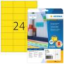 Yellow labels, 70 x 37mm, Paper, Removable adhesive, A4 [480 labels]