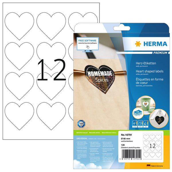 Print creative gift labels in heart shapes. These labels are pre-cut into hearts. All you need to do is design or edit a template and print in your office printer