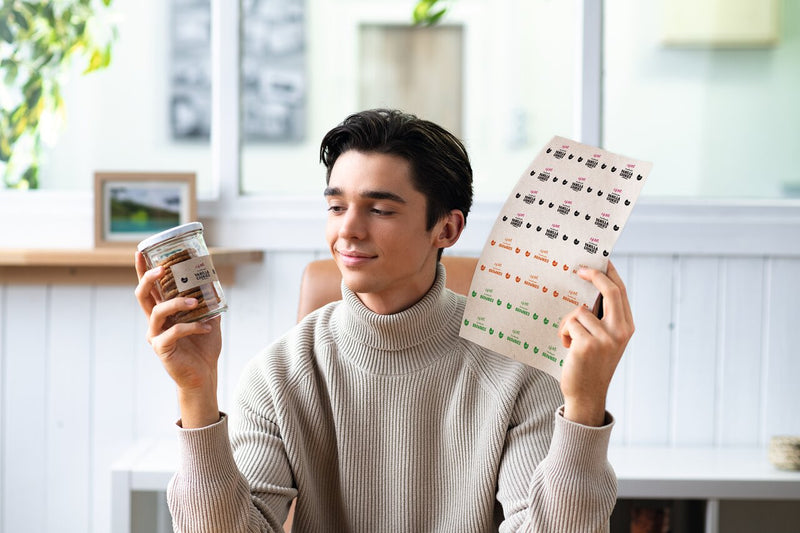 cool dude printed kraft labels for his grandma's special cookies