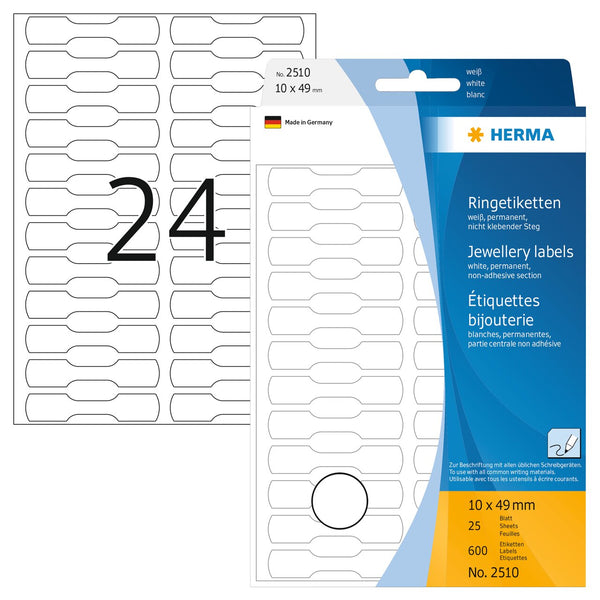 Jewellery labels, 10 x 49mm, Semi-circle cardboard, [600 labels]