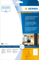 Clear labels, 210 x 297mm, Crystal clear polyester, Permanent adhesive, A4 [25 labels]