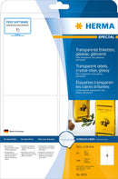 Clear labels, 99 x 139mm, Crystal clear polyester, Permanent adhesive, A4 [100 labels]