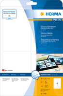 Gloss labels, 96 x 140mm, White, Paper for Toner printers, Permanent adhesive, A4 [100 labels]