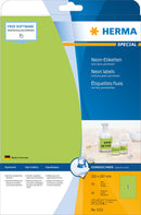 Neon Labels, Green, 210 x 297mm, Paper, Permanent adhesive, A4 [20 labels]