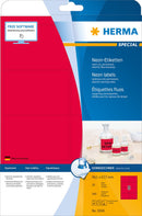 Neon Labels, Red, 99 x 68mm, Paper, Permanent adhesive, A4 [160 labels]