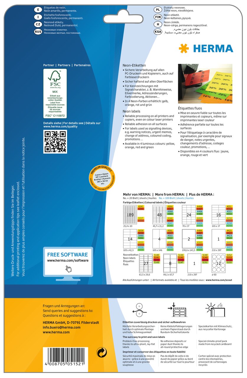 Fluoro Labels NZ | Luminous-Yellow 60mm diameter | HERMA | 5152