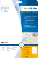Clear labels, 210 x 297mm, Matt polyester, Permanent adhesive, A4 [25 labels]