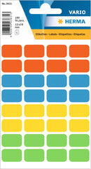 Stickers, Mixed-Colours, 12 x 19mm, Paper, Permanent adhesive, Rectangles [160 labels]
