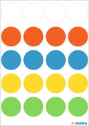 Stickers, Mixed colours, Dots, 19mm diameter, Paper, Permanent adhesive [100 labels]