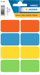 Stickers, Mixed-Colours, 26 x 40mm, Paper, Permanent adhesive, Rectangles [40 labels]