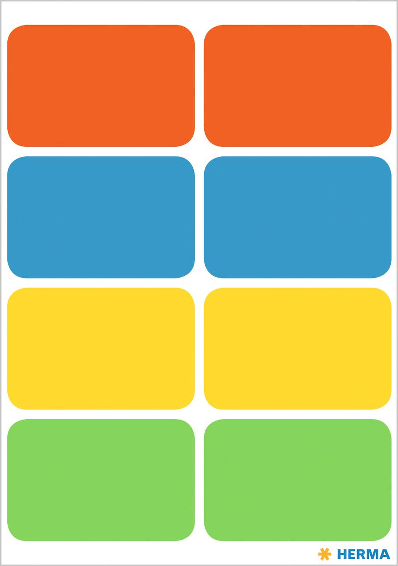 Stickers, Mixed-Colours, 26 x 40mm, Paper, Permanent adhesive, Rectangles [40 labels]