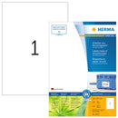 Recycled paper labels, 210 x 297mm, Natural white, Permanent adhesive, A4 [100 labels]