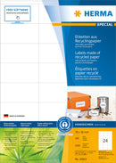Recycled paper labels, 70 x 36mm, Natural white, Permanent adhesive, A4 [2400 labels]