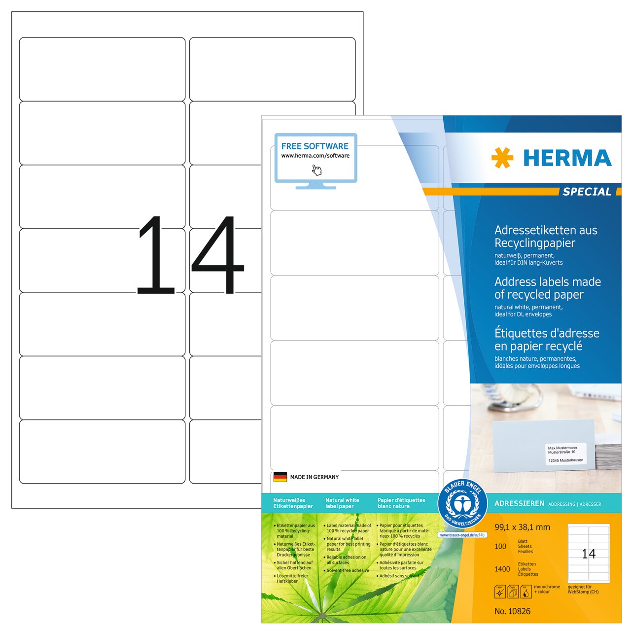Label 7190832 Recycled Labels NZ | Natural white 99 x 38mm | HERMA | 10826