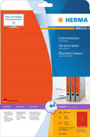 File labels, Red, 192 x 38mm, for narrow files (short), A4 [140 labels]