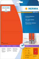 File labels, Red, 192 x 61mm, for wide files (short), A4 [80 labels]