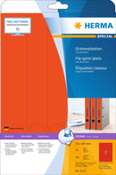 File labels, Red, 38 x 297mm, for narrow files (long), A4 [100 labels]