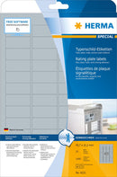 Identification (ID) labels, 46 x 21mm, Silver, Polyester Film, Extra-strong adhesive, A4 [1200 labels]