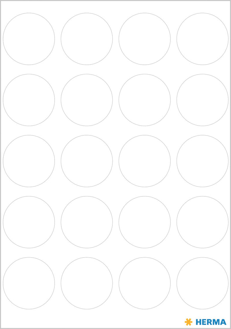 Stickers, White coloured dots, 19mm diameter, Paper, Permanent adhesive [100 labels]
