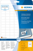 Removable labels, 25 x 17mm, White, Repositionable paper, A4 [2800 labels]