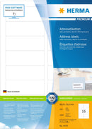 Address labels, 89 x 34mm, PREMIUM, Recyclable paper, Permanent adhesive, A4 [1600 labels]
