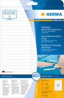 Removable labels, 96 x 10mm, White, Repositionable paper, A4 [1350 labels]