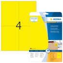 Yellow labels, 105 x 148mm, Paper, Removable adhesive, A4 [80 labels]