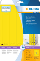 File labels, Yellow, 38 x 297mm, for narrow files (long), A4 [100 labels]