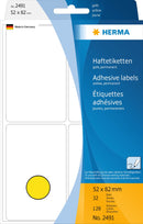 Stickers, Yellow, 52 x 82mm, Paper, Permanent adhesive, Rectangles [128 labels]